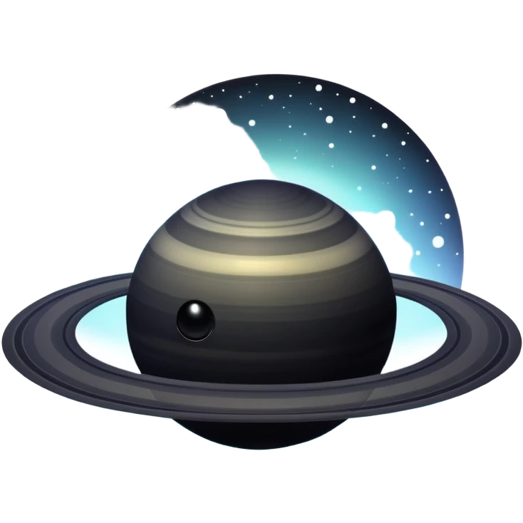Black Saturn with white stars and aliens  emoji