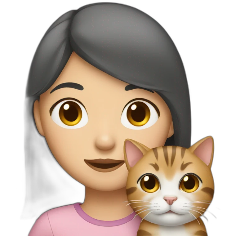 asian girl with tabby cat emoji