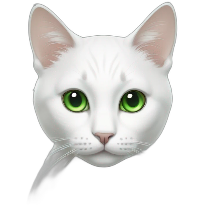 White cat with green eyes with black spot on forehead emoji