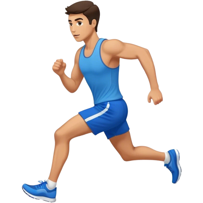 brunette fit man with blue shorts running very fast emoji