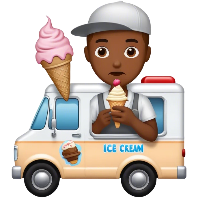 A criminal stealing from an ice cream truck emoji