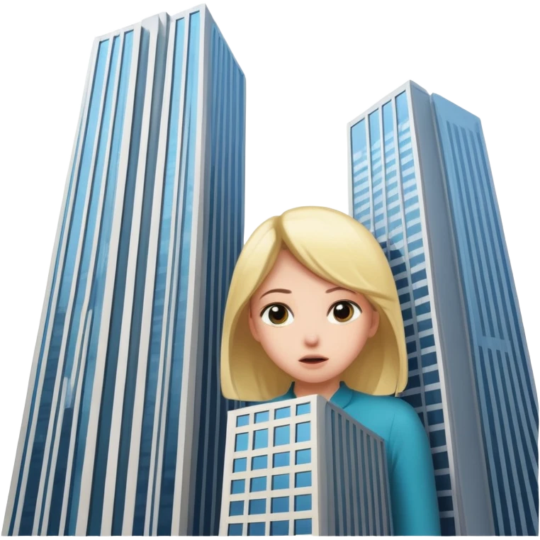 a giantess playing peekaboo peeking out from behind a skyscraper that obscures her to the viewer emoji