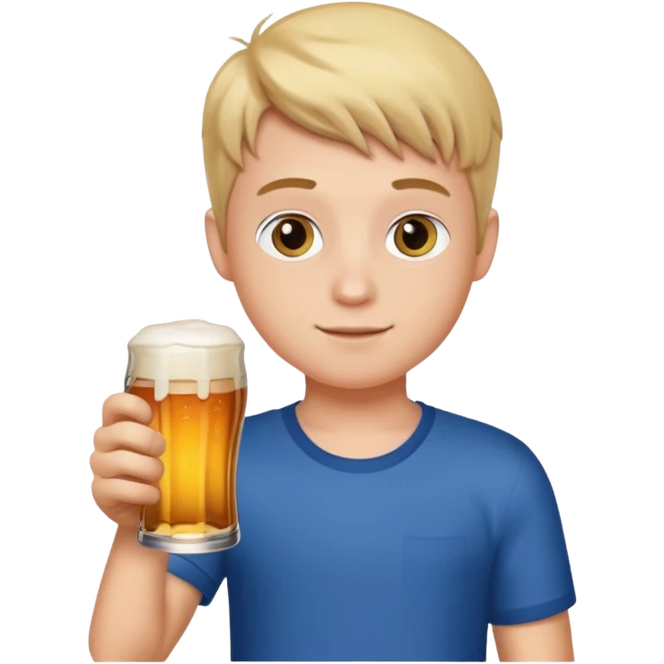 A boy with beer emoji