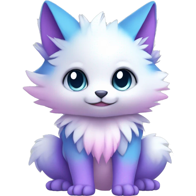 Cute cool white blue purple pink animal hybrid Fakemon full body emoji