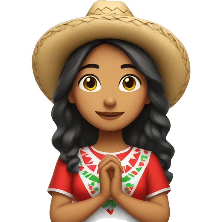 Mexican girl making a heart with her hands emoji