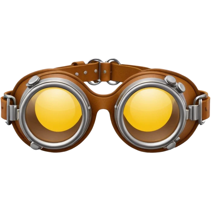  Simple brown round leather steampunk goggles with yellow-tinted lenses emoji
