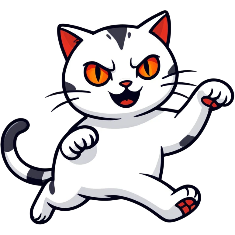 glowing red scary cat with red eyes running emoji