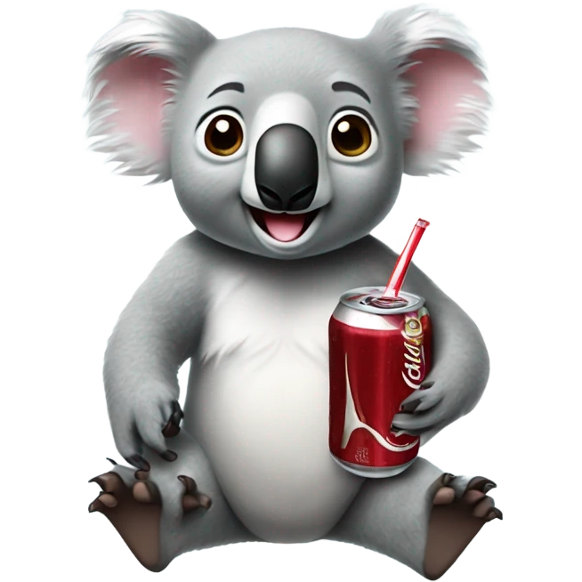 Koala with Dr. pepper soda emoji