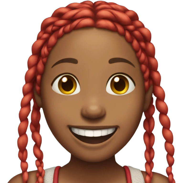 brown skin girl with red box braids laughing emoji