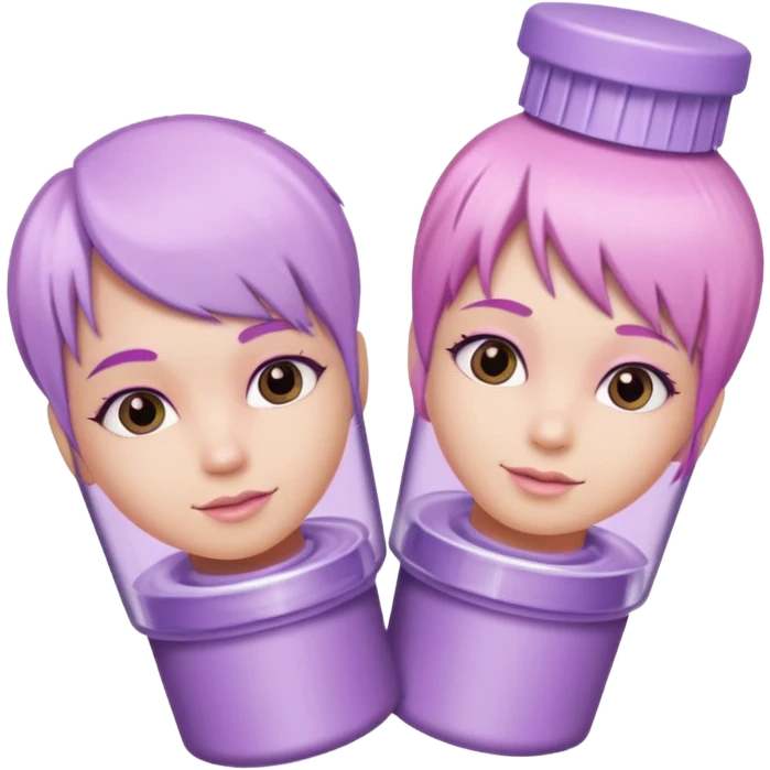 tubes of pastel pink and pastel lilac hair dye, with caps off emoji