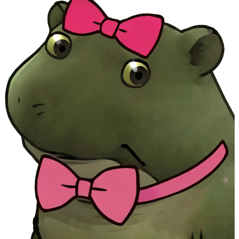 Capybara wearing a pink bow emoji
