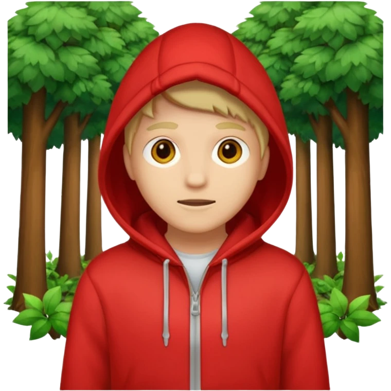 red hoodie in the forest emoji