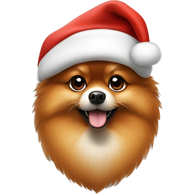 A red Pomeranian with Santa Claus hat emoji