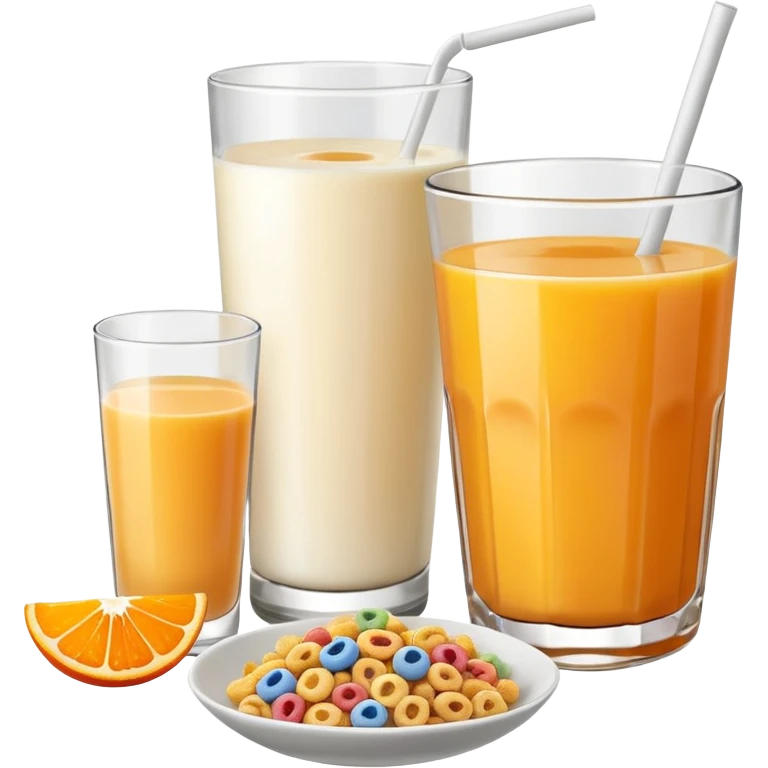 A glass of juice and a bowl with cereals emoji