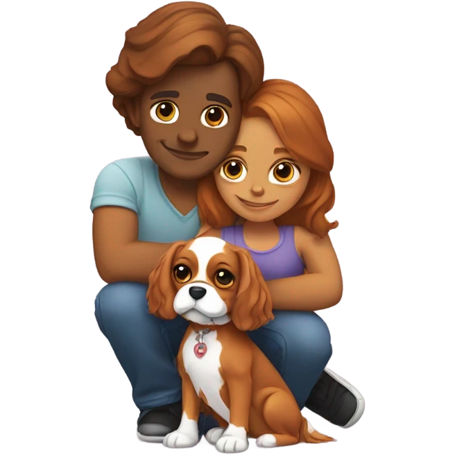 Lovers and cavalier dog emoji