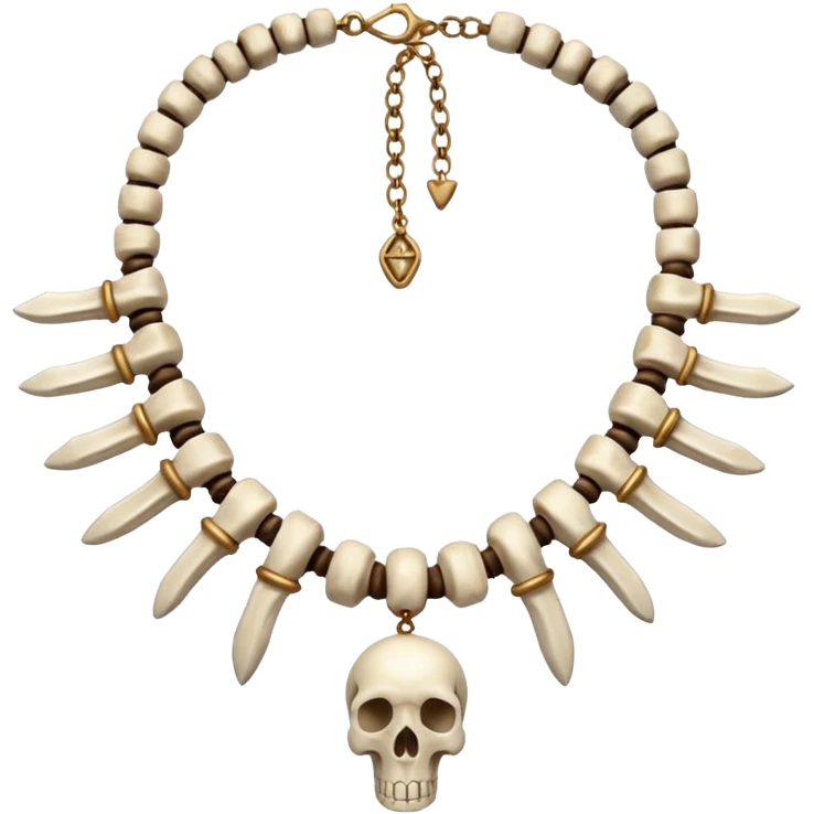 stone age necklace without human skeleton with 1 elephant teeth and different animal bones emoji