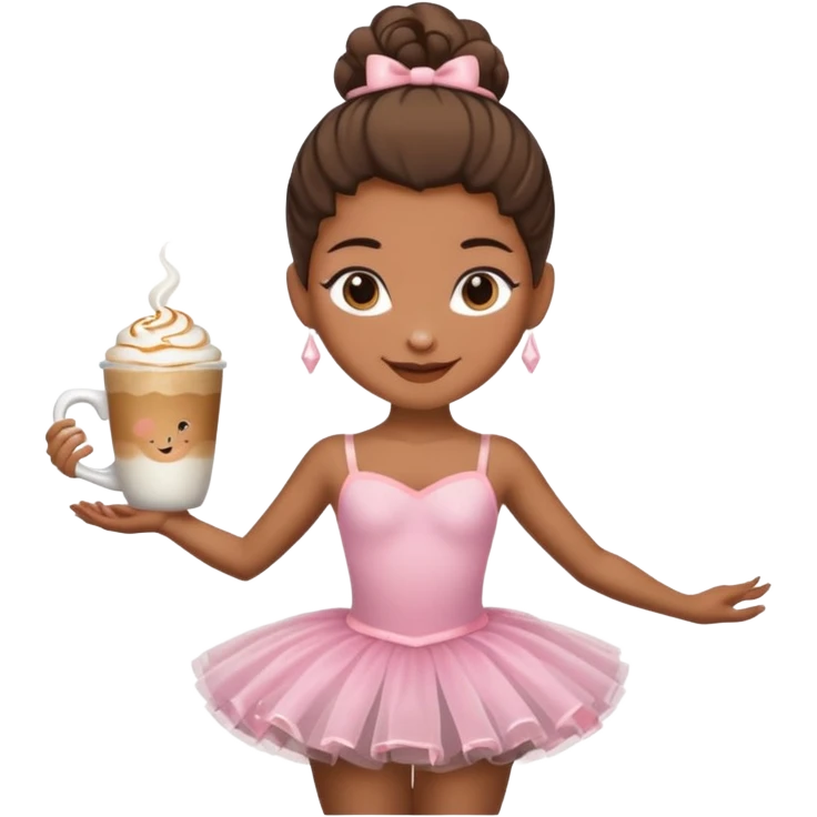 Una bailarina pero con la cabeza de un café capuccino  emoji
