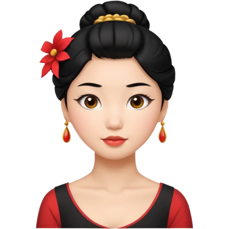 Beautiful Asian girl with black hair in updo emoji