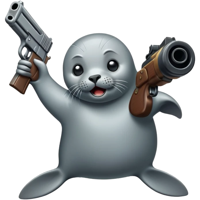 a seal shooting itself in a memeful way emoji