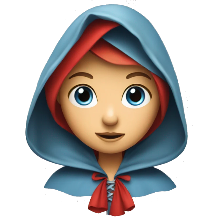 Little Red Riding Hood looks straight exact same emoji but with blue eyes emoji