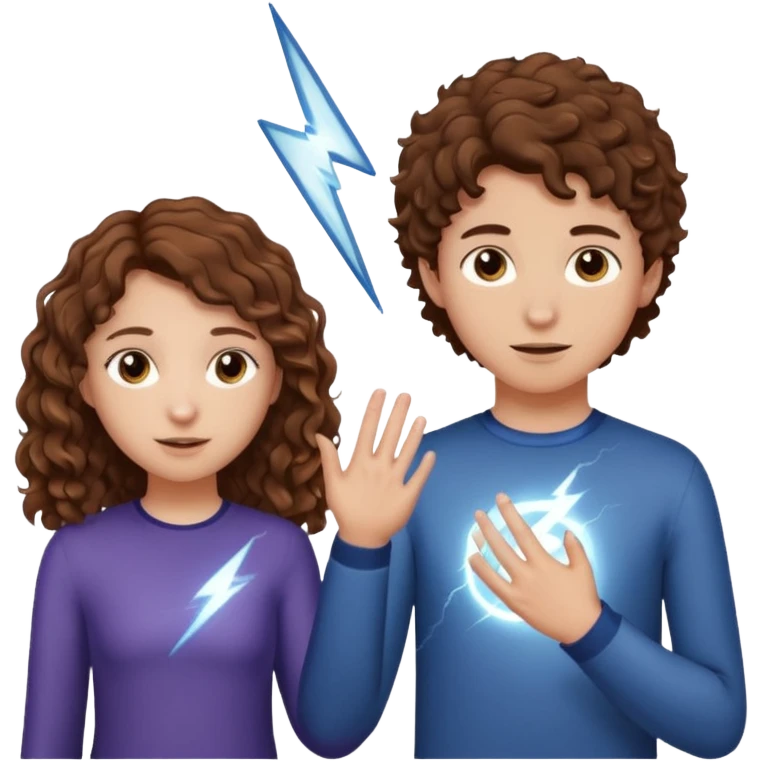 a 15 year old girl with brown curly hair but she has lightnings in it with a brown haired boy who gave her a promise ring emoji