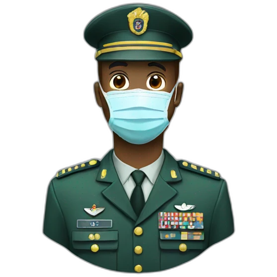 a military man in a Medical masks emoji