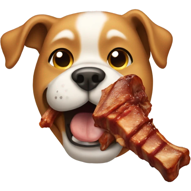 Dog eating ribs emoji