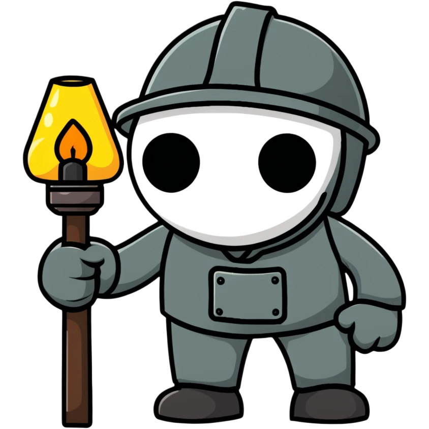 Coal miner from 19th century England with soot-covered face, helmet with lamp, and pickaxe emoji