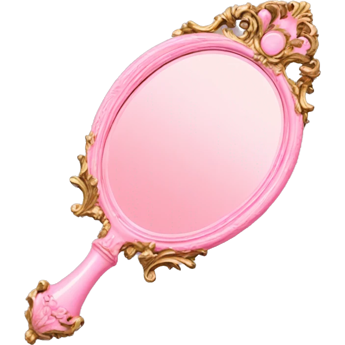 vintage rococo pink hand mirror emoji