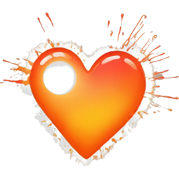splattered paint heart glowing red-orange warmth emoji