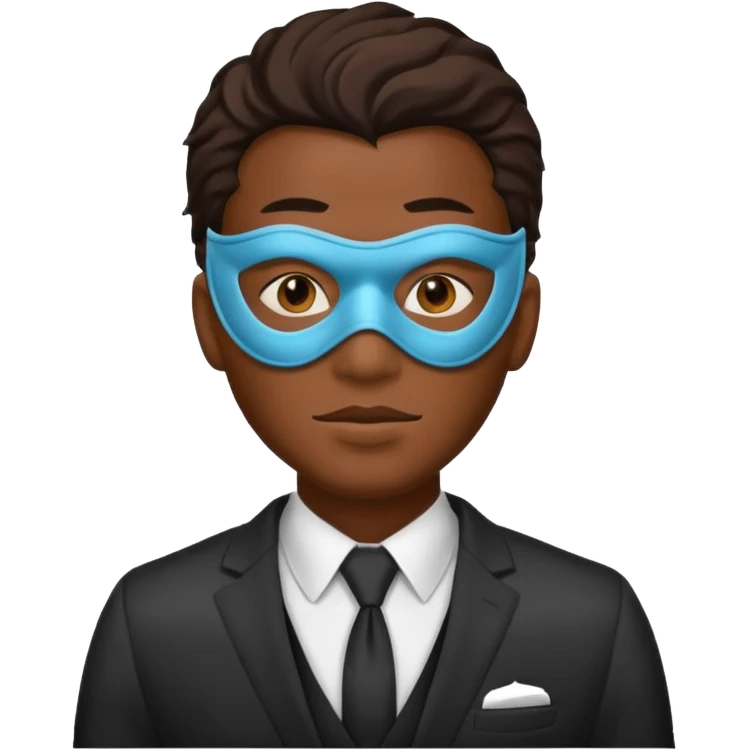 black man in suit and mask emoji