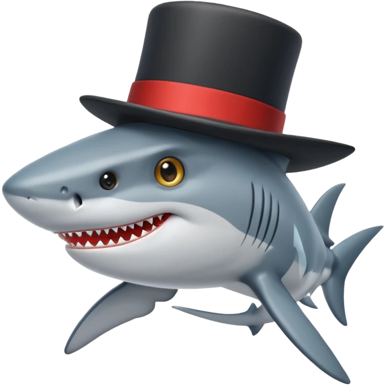 Shark with a top hat emoji