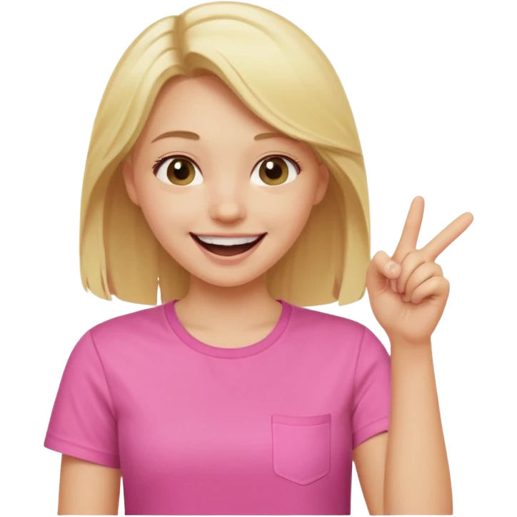 blonde girl with pink shirt pointing and laughing  emoji
