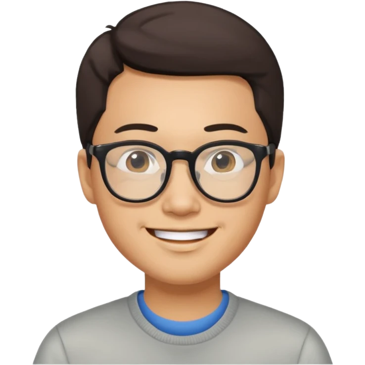 asian man light skin wear glasses smile emoji