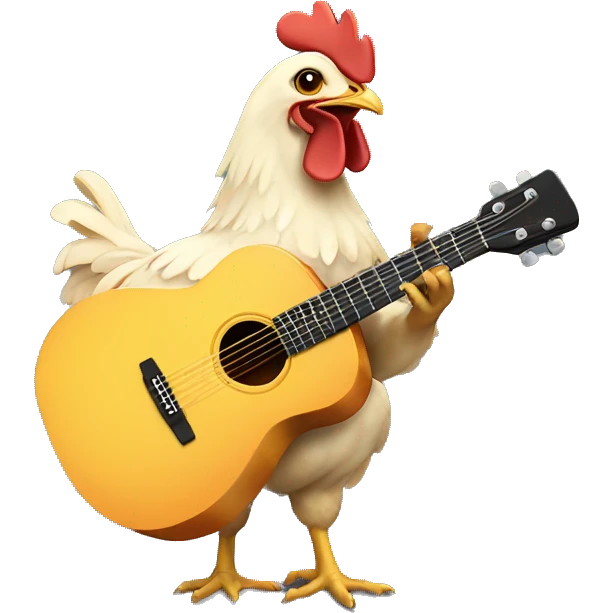 Chicken playing guitar emoji