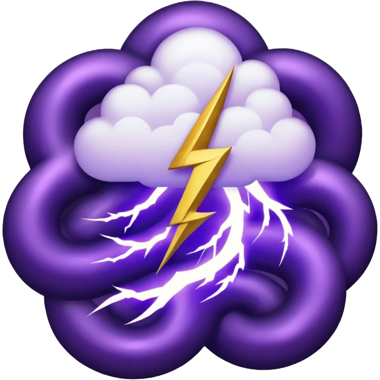 Wiz 101 casting sigil inspired storm magic, compose it of swirling clouds and lightning bolts and use rich purple and gold as the colors  emoji