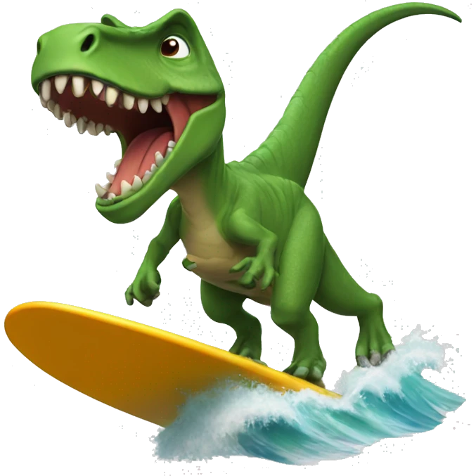 Dino surfing emoji