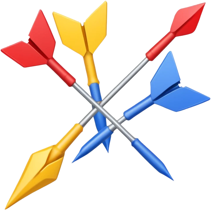 Broken red, yellow, and blue darts emoji