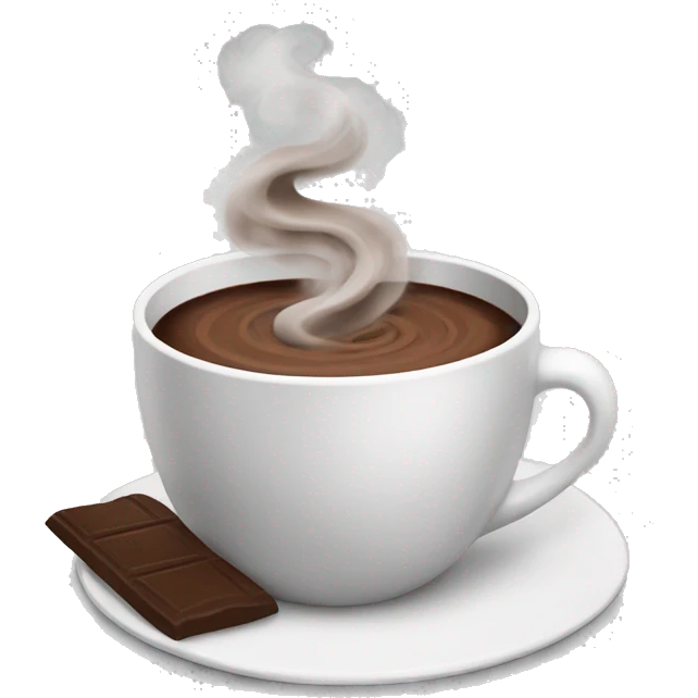 Realistic hot chocolate with smoke emoji
