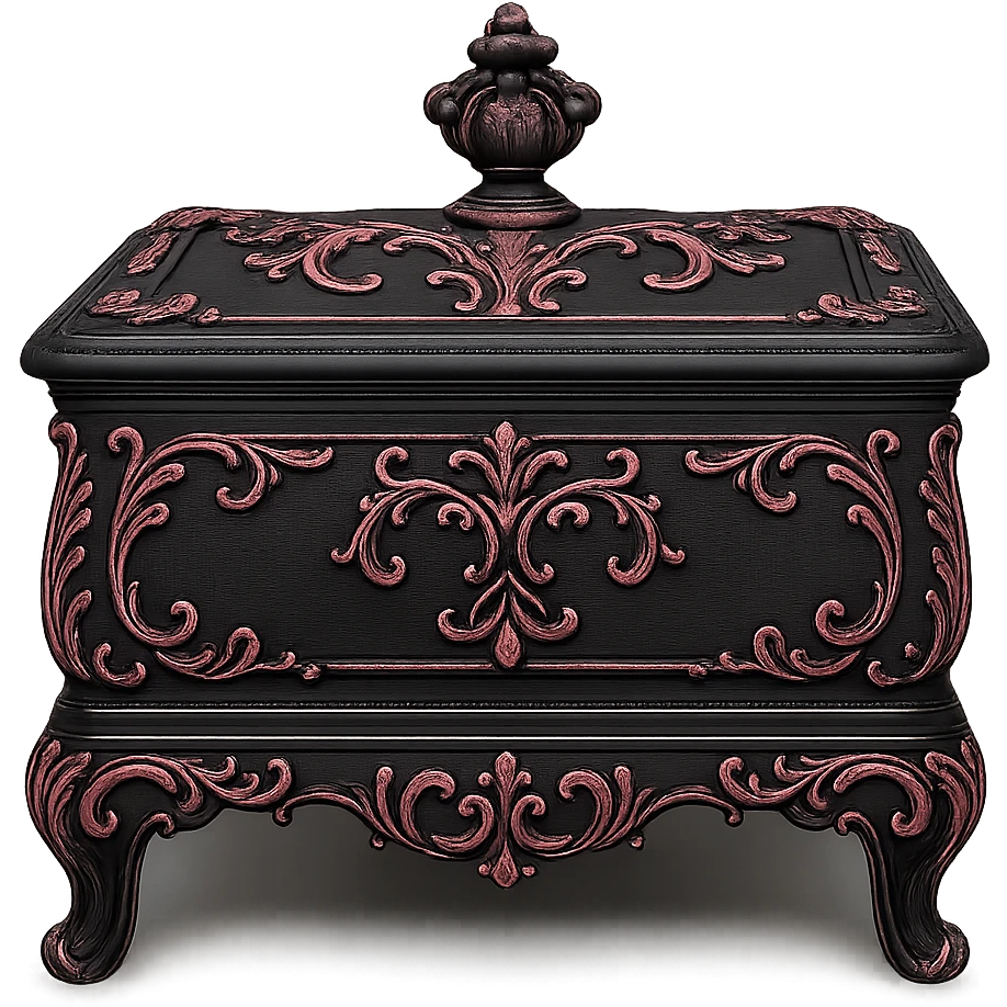 black and pink ornate jewelry box emoji