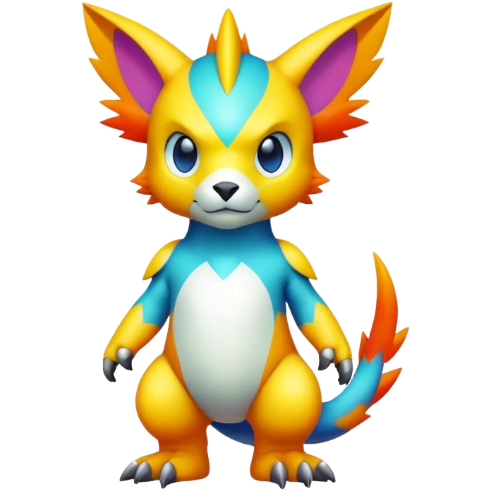 Cute cool colorful Digimon-animal-hybrid full body emoji