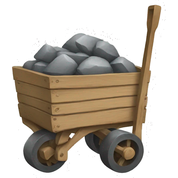a cart without wheels with stones inside emoji