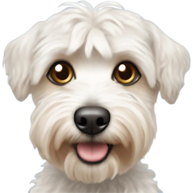 White yorkipoo with one blue eye one brown eye emoji