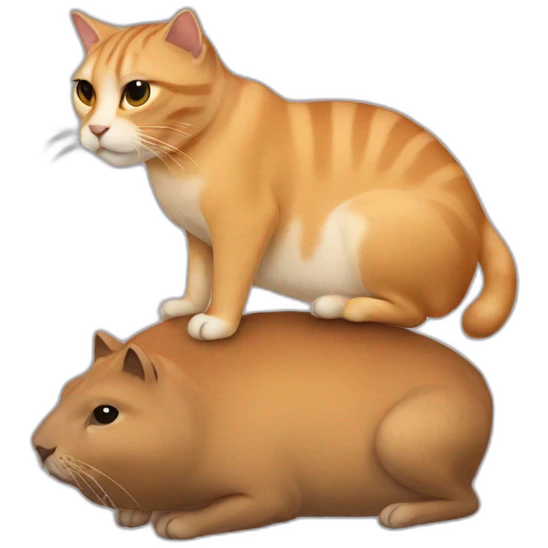 A cat on top of a cappybara  emoji