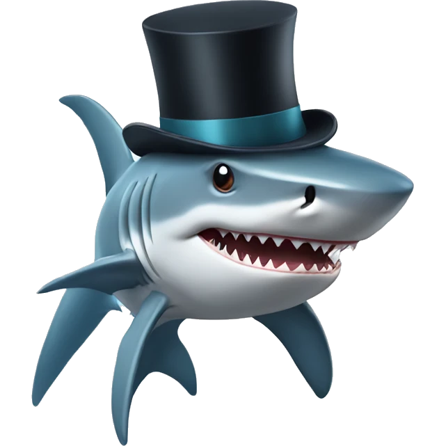 Shark with a top hat emoji