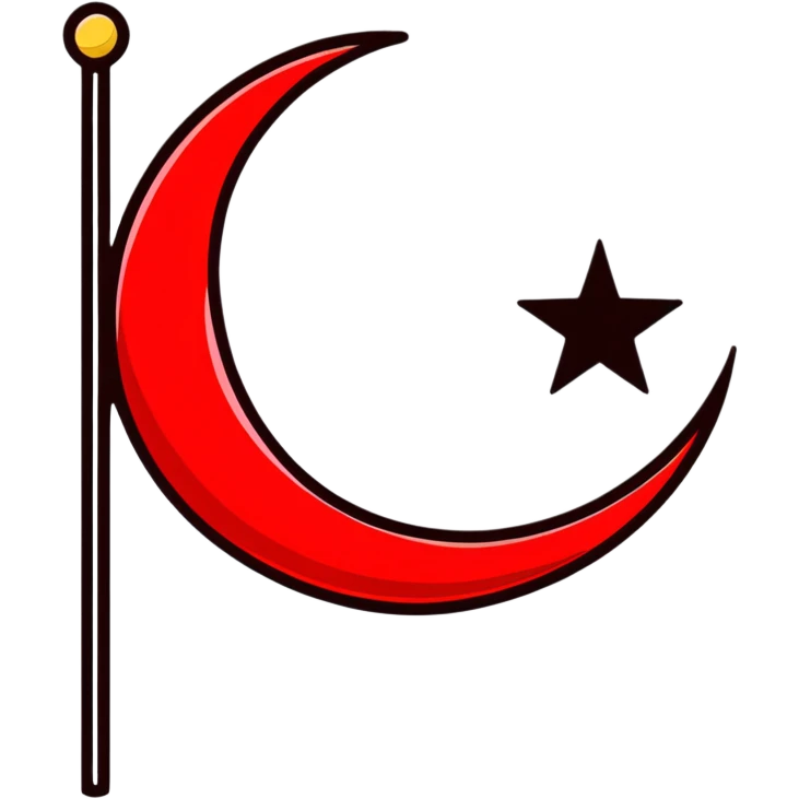 red flag with crescent moon and star emoji