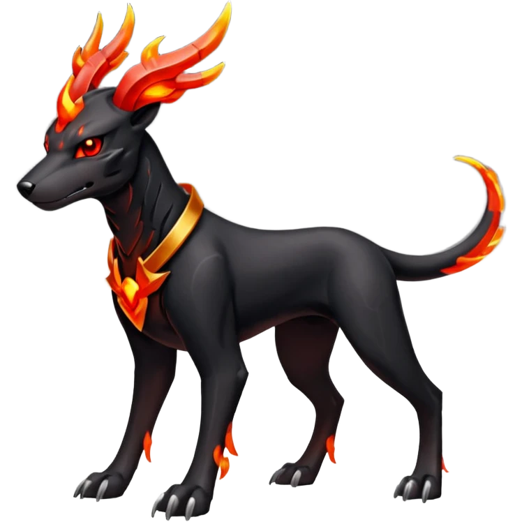 Futuristic volcanic elemental badass cool tough evil Houndoom-Houndour-Genesect-Pokémon-Fakémon-hybrid-creature emoji