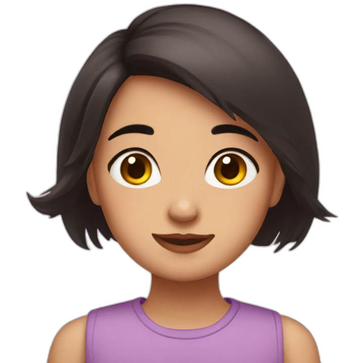 Cute girl with chickadees short dark hair emoji