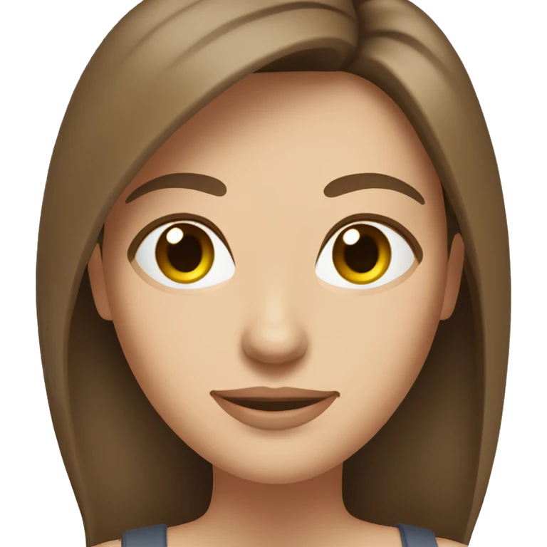 pretty middle age woman grass green eyes and straight brown hair casual emoji