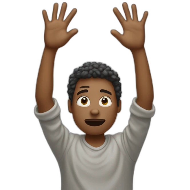 person confused with their hands up emoji